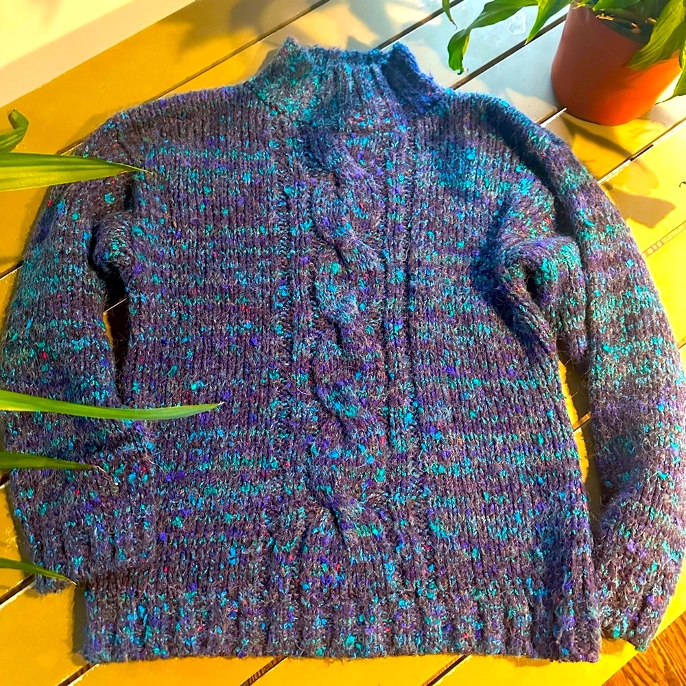 Vintage blue and purple knit sweater